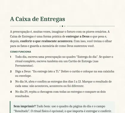 Página da Caixa de Entregas
