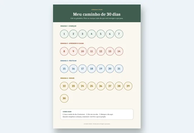 Calendário de 30 dias para a geladeira